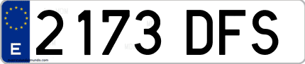 Ejemplo de matrícula de coche ordinaria 2173 DFS