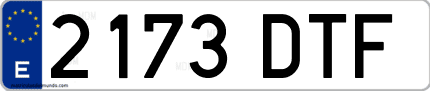 Ejemplo de matrícula de coche ordinaria 2173 DTF