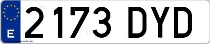 Ejemplo de matrícula española 2173 DYD
