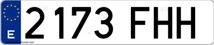 Ejemplo de matrícula de coche ordinaria 2173 FHH