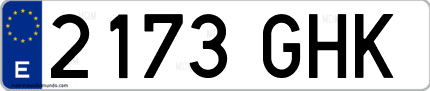 Ejemplo de matrícula de coche ordinaria 2173 GHK