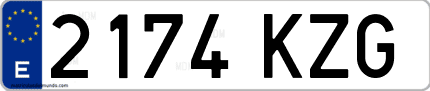 Ejemplo de matrícula de coche ordinaria 2174 KZG