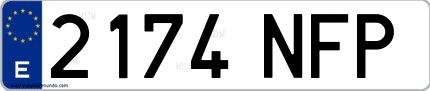 Ejemplo de matrícula española 2174 NFP