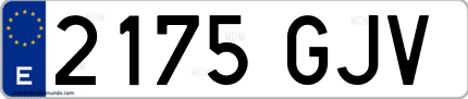 Ejemplo de matrícula de coche ordinaria 2175 GJV