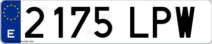 Ejemplo de matrícula de coche ordinaria 2175 LPW