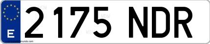 Ejemplo de matrícula española 2175 NDR