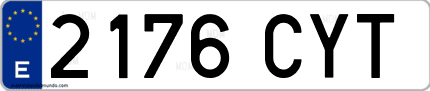 Ejemplo de matrícula de coche ordinaria 2176 CYT