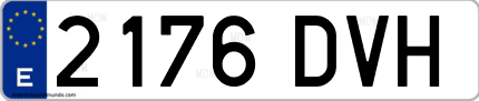 Ejemplo de matrícula de coche ordinaria 2176 DVH