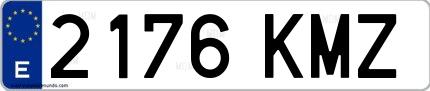 Ejemplo de matrícula española 2176 KMZ