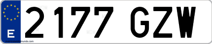 Ejemplo de matrícula de coche ordinaria 2177 GZW