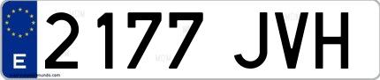 Ejemplo de matrícula española 2177 JVH