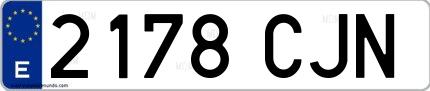 Ejemplo de matrícula española 2178 CJN