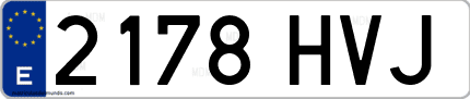 Ejemplo de matrícula de coche ordinaria 2178 HVJ