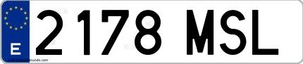 Ejemplo de matrícula española 2178 MSL