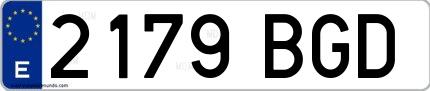 Ejemplo de matrícula española 2179 BGD