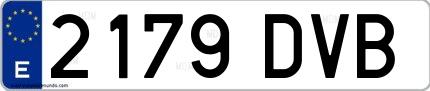Ejemplo de matrícula española 2179 DVB