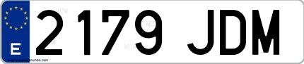 Ejemplo de matrícula española 2179 JDM