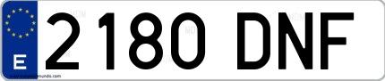 Ejemplo de matrícula española 2180 DNF