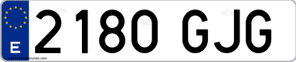 Ejemplo de matrícula de coche ordinaria 2180 GJG