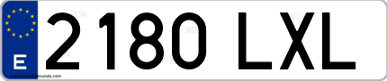 Ejemplo de matrícula de coche ordinaria 2180 LXL