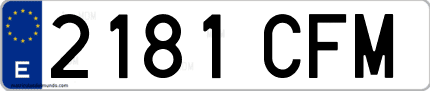 Ejemplo de matrícula de coche ordinaria 2181 CFM