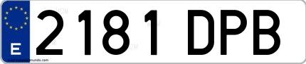 Ejemplo de matrícula española 2181 DPB