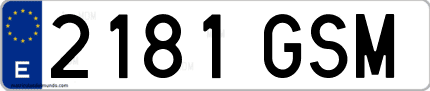 Ejemplo de matrícula de coche ordinaria 2181 GSM