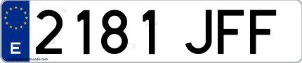 Ejemplo de matrícula española 2181 JFF
