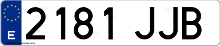 Ejemplo de matrícula de coche ordinaria 2181 JJB