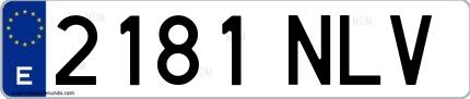 Ejemplo de matrícula española 2181 nlv
