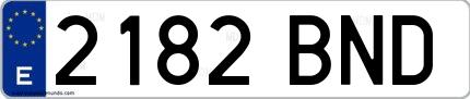 Ejemplo de matrícula española 2182 BND