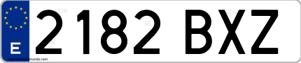 Ejemplo de matrícula de coche ordinaria 2182 BXZ