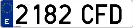 Ejemplo de matrícula de coche ordinaria 2182 CFD