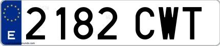 Ejemplo de matrícula española 2182 CWT