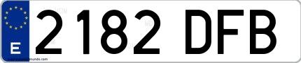 Ejemplo de matrícula española 2182 DFB