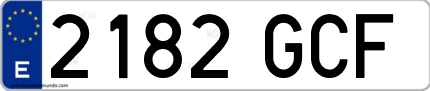 Ejemplo de matrícula de coche ordinaria 2182 GCF