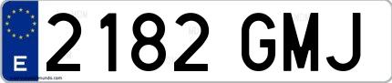 Ejemplo de matrícula española 2182 GMJ
