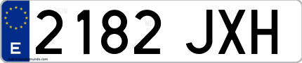 Ejemplo de matrícula de coche ordinaria 2182 JXH