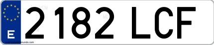 Ejemplo de matrícula de coche ordinaria 2182 LCF