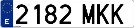 Ejemplo de matrícula española 2182 MKK