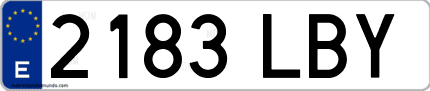 Ejemplo de matrícula de coche ordinaria 2183 LBY