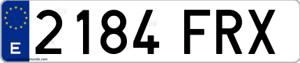 Ejemplo de matrícula de coche ordinaria 2184 FRX