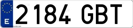 Ejemplo de matrícula española 2184 GBT
