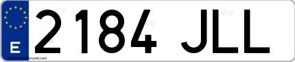 Ejemplo de matrícula de coche ordinaria 2184 JLL