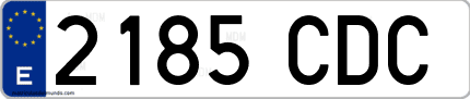 Ejemplo de matrícula de coche ordinaria 2185 CDC