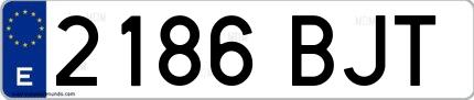 Ejemplo de matrícula española 2186 BJT