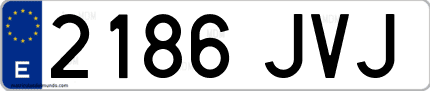Ejemplo de matrícula de coche ordinaria 2186 JVJ