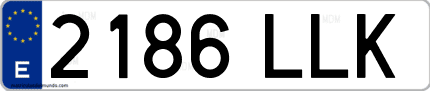 Ejemplo de matrícula de coche ordinaria 2186 LLK
