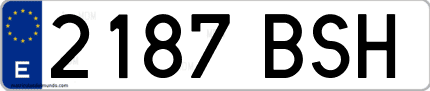 Ejemplo de matrícula de coche ordinaria 2187 BSH