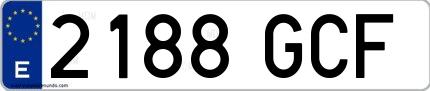 Ejemplo de matrícula española 2188 GCF